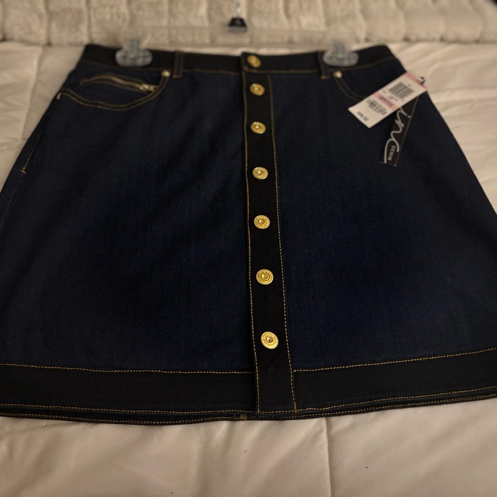 INC International Concepts Blue Mini A-Line Skirt Work